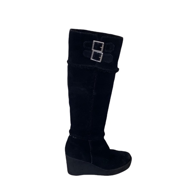 Juicy Couture Shoes - Juicy Couture Boots 10 Suede Wedge Sherpa lined Shaft Adjust buckle Zipper Tall